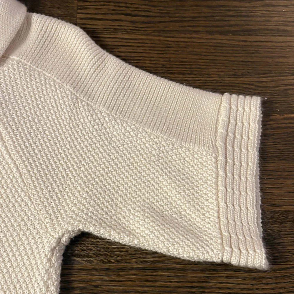 Tahari Arthur S. Levine Cable Knit Sweater Dress Cowl Neck Cream Ivory - Picture 4 of 7